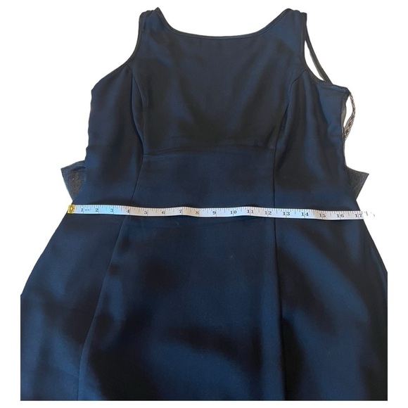 Betsy & Adam Black Mesh V Back Oversized Bow Rhinestone Occasion Party Dress - Picture 10 of 16